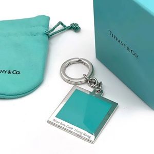 Tiffany & Co Sterling Silver Enamel Blue Box Cafe Hong Kong Keychain